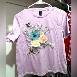 Purple t-shirt with floral work
